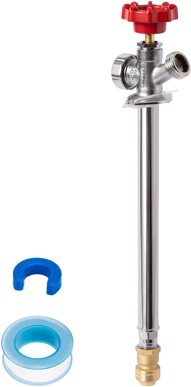 SUNGATOR 8 Inch Frost Free Sillcock, 1/2" Push Connect x 3/4" GHT Hose Bibb