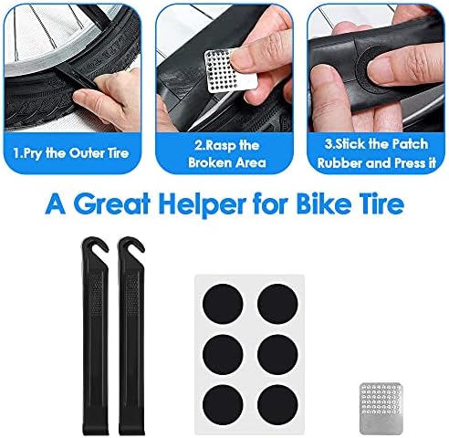 14 in 1 Bike Repair Tool Kit & Bike Saddle Bag | Bike Chain Tool Hex Key Wrench Maintain Accessories Multitool Set, Portable Under Seat Bag for Road Mountain Commuter Bicycle