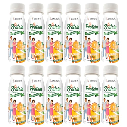 BariatricPal 15g Ready-to-Drink Whey Protein & Collagen Shots - Orange (12 Bottles)