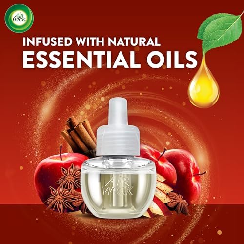 Air Wick Plug in Scented Oil Refill, Apple Cinnamon Medley, 5ct, Air Freshener, Essential Oils