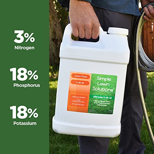 Ultimate 3-18-18 NPK- Lawn Food Quality Liquid Fertilizer- Easy to Use Concentrated Spray- Any Grass Type- Summer & Fall Nutrients- Simple Lawn Solutions - Turf Hardiness & Root Vigor (32 Ounce)