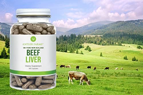 Antler Farms New Zealand Beef Liver Capsules - Grass Fed, 180 Capsules | 100% Pure Desiccated Grass Fed Beef Liver Supplement, Cold Processed