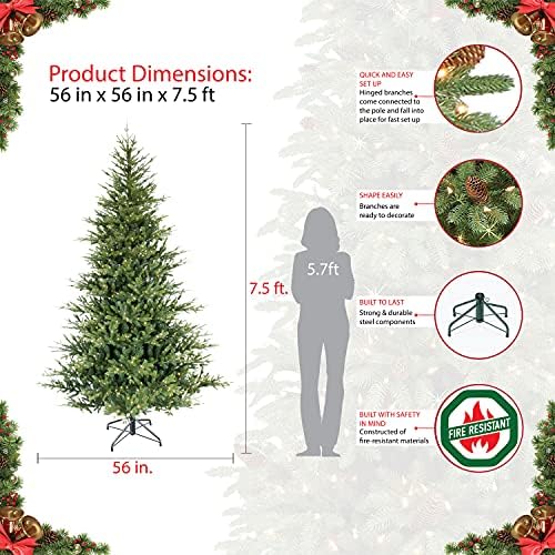 Puleo International 7.5 Foot Pre-Lit Alberta Spruce Artificial Christmas Tree with 1,000 Warm White LED Lights