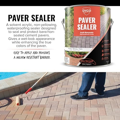 Dyco Paver Sealer Acrylic Waterproofing Sealer - Clear, 1 Gallon, Paver Sealer Wet Look, Concrete Patio Sealer, Concrete Sealer Driveway