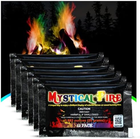 Mystical Fire Color Changing Packets – Colorful Fire Changer Packets 12pk | 12-pack color changing fire packets creates colorful flames in fire