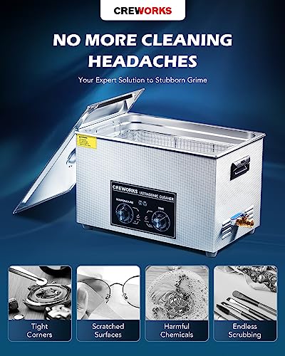 CREWORKS 3.2L Ultra Sonic Cleaning Machine - 120W Cavitation 100W Heat