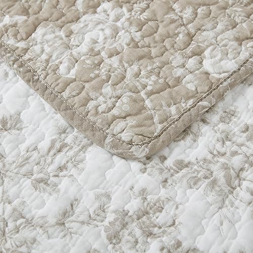 Laura Ashley - Queen Quilt Set, Soft Cotton Bedding with Matching Shams, Reversible Floral Toile Design, Floral Room Decor