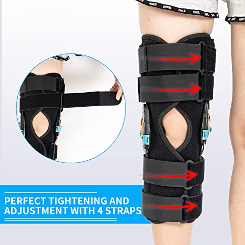 Hinged ROM Knee Braces Adjustable Knee Immobilizer Support for Knee Pain ACL MCL PCL Arthritis Meniscus Tear Post OP Recovery for Men and Women Side