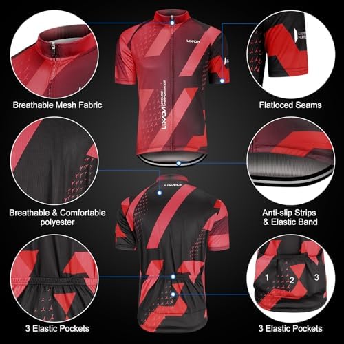 Lixada Men's Cycling Jersey Short Sleeve with Padded Shorts Quick-Dry Summer Short Bike Clothing Bicycle Shirts Pants Set