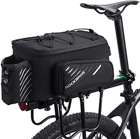 ROCKBROS 15L Bike Rear Rack Bag Pannier Trunk Bag with Rain Cover | Large Capacity Storage Bag Detachable Shoulder Strap Bicycle Trunk Rear Rack Bag Fits All Bikes E-bikes for Daily Cycling