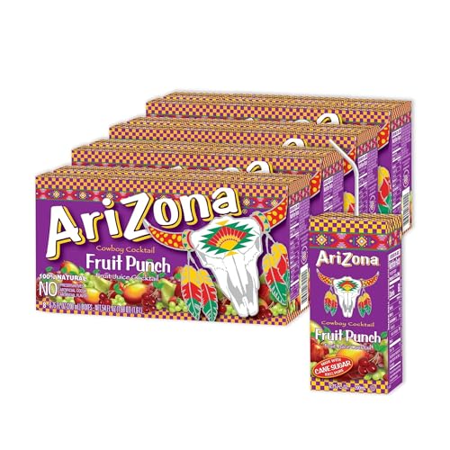 AriZona Fruit Punch, Juice Boxes | Cane Sugar | 6.75 fl oz (32 Pack)