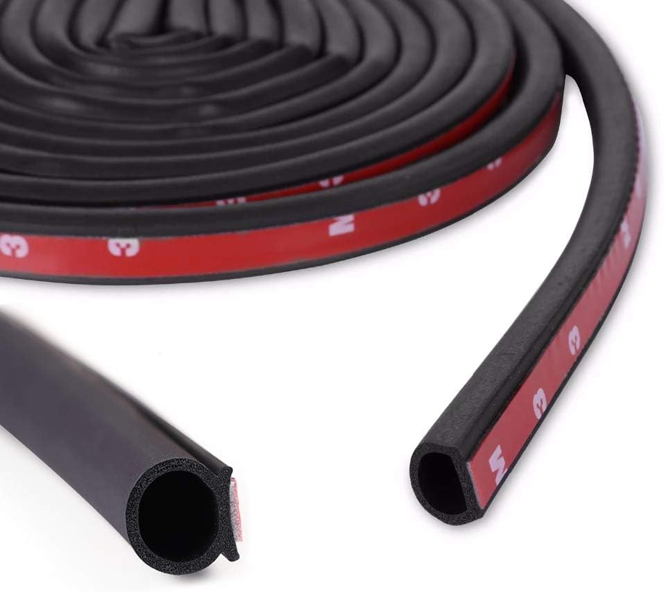 D-Shape Heavy Duty Weather Stripping 1/2"×7/16" Rubber Seal Weatherstrip Hollow with Bulb Door Gasket Strip(Self-Adhesive) for Automotive Truck RV