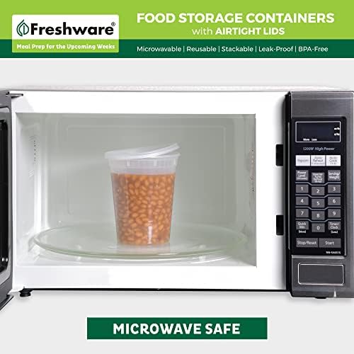 Freshware Food Storage Containers [240 Set] 32 oz Plastic Deli Containers with Lids, Slime, Soup