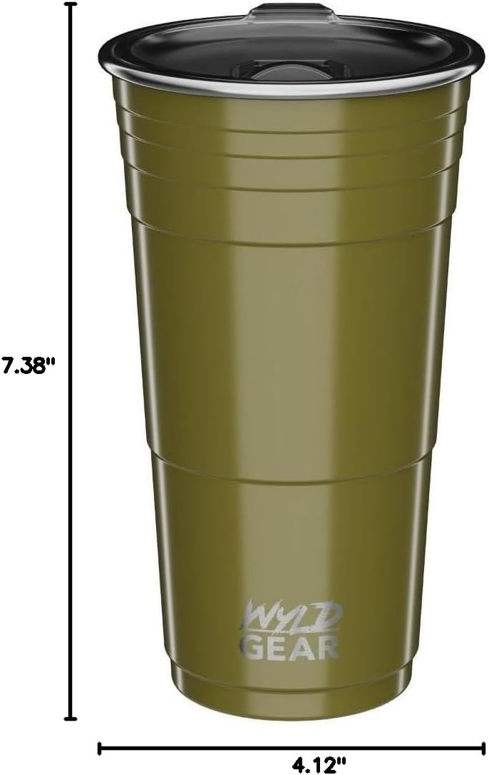 Wyld Gear Party Cup 24oz Red Stainless Steel Reusable Metal Cup with Lid