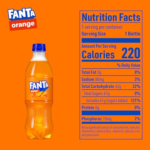 Fanta Orange Soda Soft Drink Bottles, 16.9 fl oz, 6 Pack