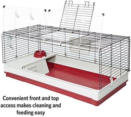 MidWest Homes for Pets 158 Wabbitat Deluxe Rabbit Home, Rabbit Cage, 39.5 L x 23.75 W x 19.75 H Inch, Maroon/White