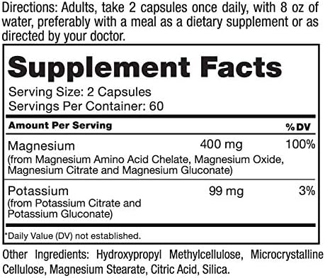 Roex Vitamins | Magnesium Potassium | Overall Health | Cellular Function | Dietary Supplements, 120 Count