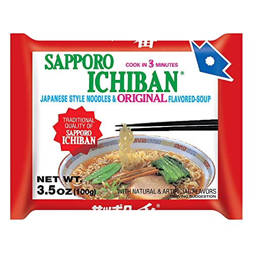 stickerless New [SAPPORO ICHIBAN] Ramen Noodles, Original Soy Sauce Flavor, No.1 Tasting Japanese Instant Noodles (3.5 Oz) (24 pouches)