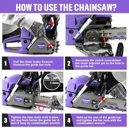 2-cycle 63CC Chainsaw Saw Gas Powered 20" Chain Saws Cordless Petrol Saw Handheld Chainsaw for Cutting Wood Trees Branches (63ACK)