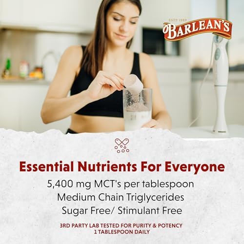 Barlean's MCT Oil Supplement, Coconut Flavored for Keto Coffee, Emulsified Creamy Liquid Syrup with 5,400mg Plant-Based MCT's to Support Energy, Focus and Wellness, 16 oz | Coconut MCT oil, emulsified creamy liquid, keto coffee creamer, energy and focus…