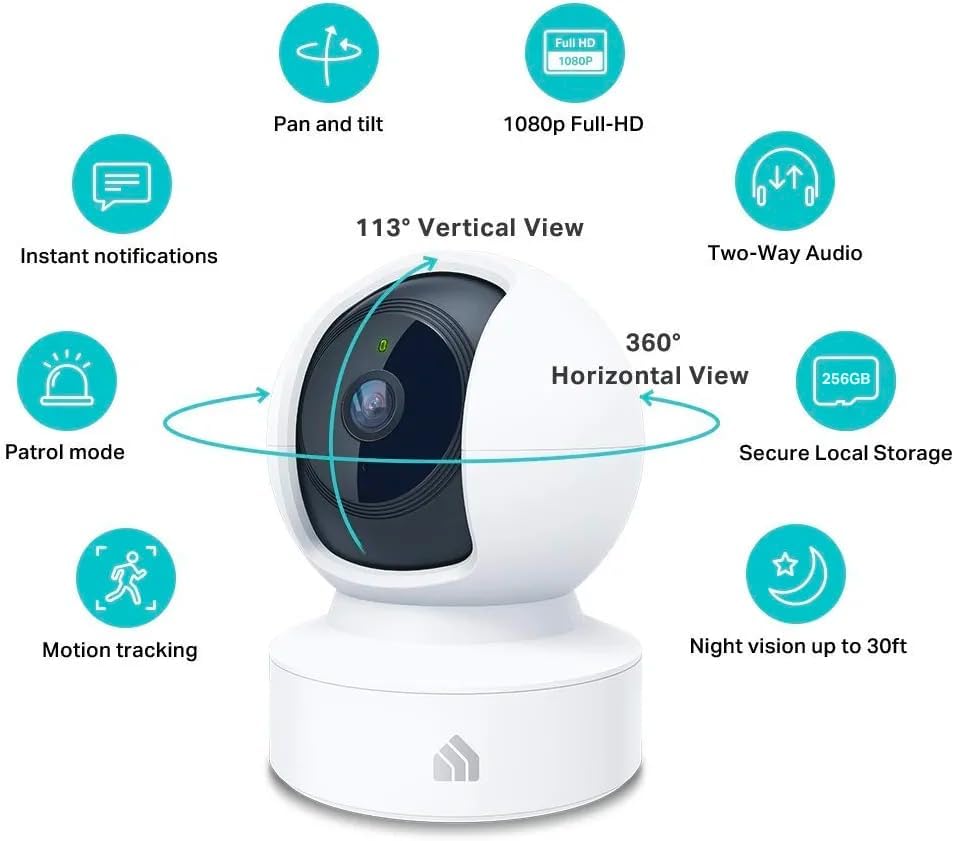 Kasa 1080p Indoor Pan/Tilt Wired Security Camera, Baby & Pet Monitor, EC70