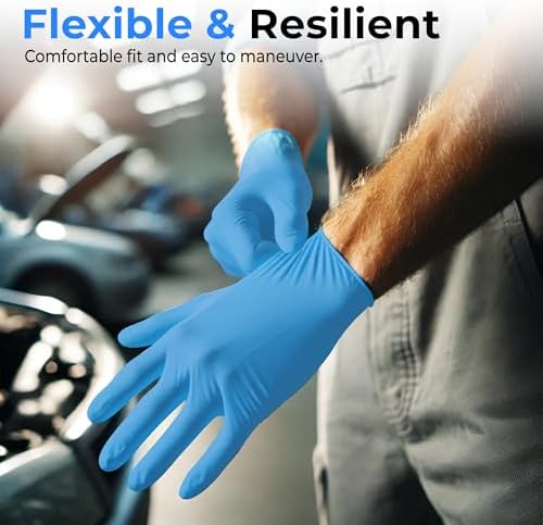 SereneLife 100 Pcs Nitrile Disposable Gloves - Soft Industrial Gloves, Vinyl Gloves Powder-Free, Latex-Free Protective Gloves, Soft and Comfortable