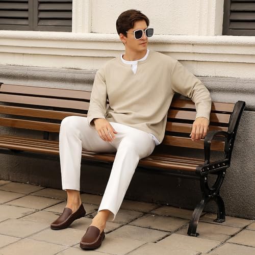Go Tour Men's Premium Genuine Leather Casual Slip on Loafers Breathable Driving Shoes Fashion Slipper