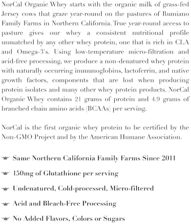 NorCal Organic Grass-Fed Whey Protein, USDA Certified, Unflavored, 2 lb