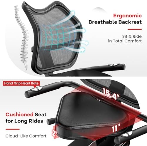 Recumbent Exercise Bike for Home, Stationary Bike with Arm Exerciser | 16-Level Magnetic Resistance, 450LBS Capacity, Bluetooth App, LCD Monitor