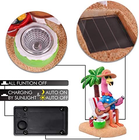 TERESA'S COLLECTIONS Pink Flamingo Garden Decor with Solar Light, Flamingo Summer Outdoor Decor