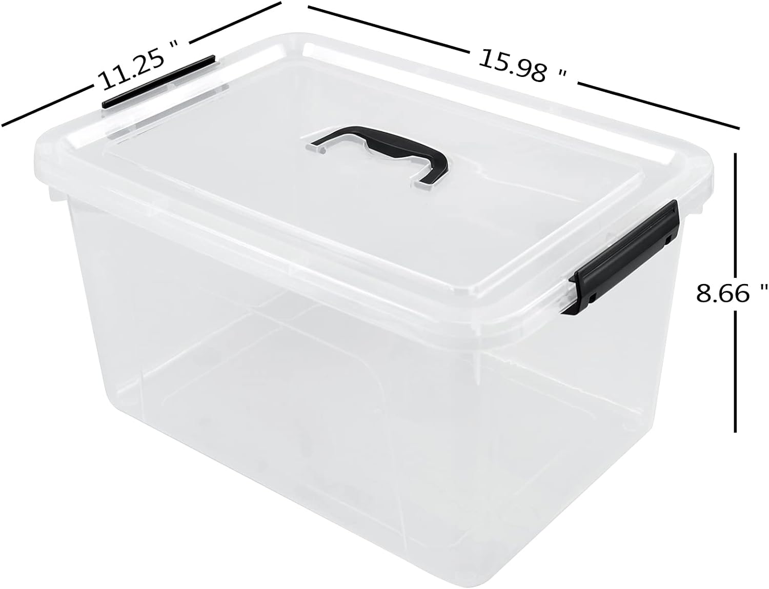 17.5 L Clear Plastic Storage Box, 4-Pack Latch Storage Bin