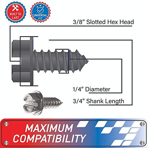 USA Fastener Stainless Steel Screws | Rust Proof, Chrome Locking Screws Set of 4 for License Plate Security to Secure Frames and Covers