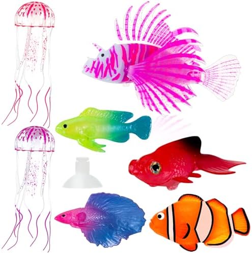 Weewooday 7 Pcs Artificial Fish Glowing Effect,Modern Color