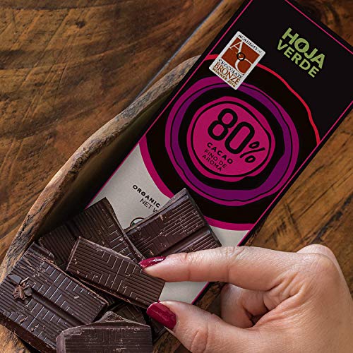 Hoja Verde Dark Chocolate Sugar, Dairy Free Bars, Keto Friendly, Certified Organic | Vegan, Natural, Non-GMO and Gluten Free (100% Pure)