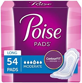 Poise Incontinence Pads, Moderate Absorbency, Long, 54 Count