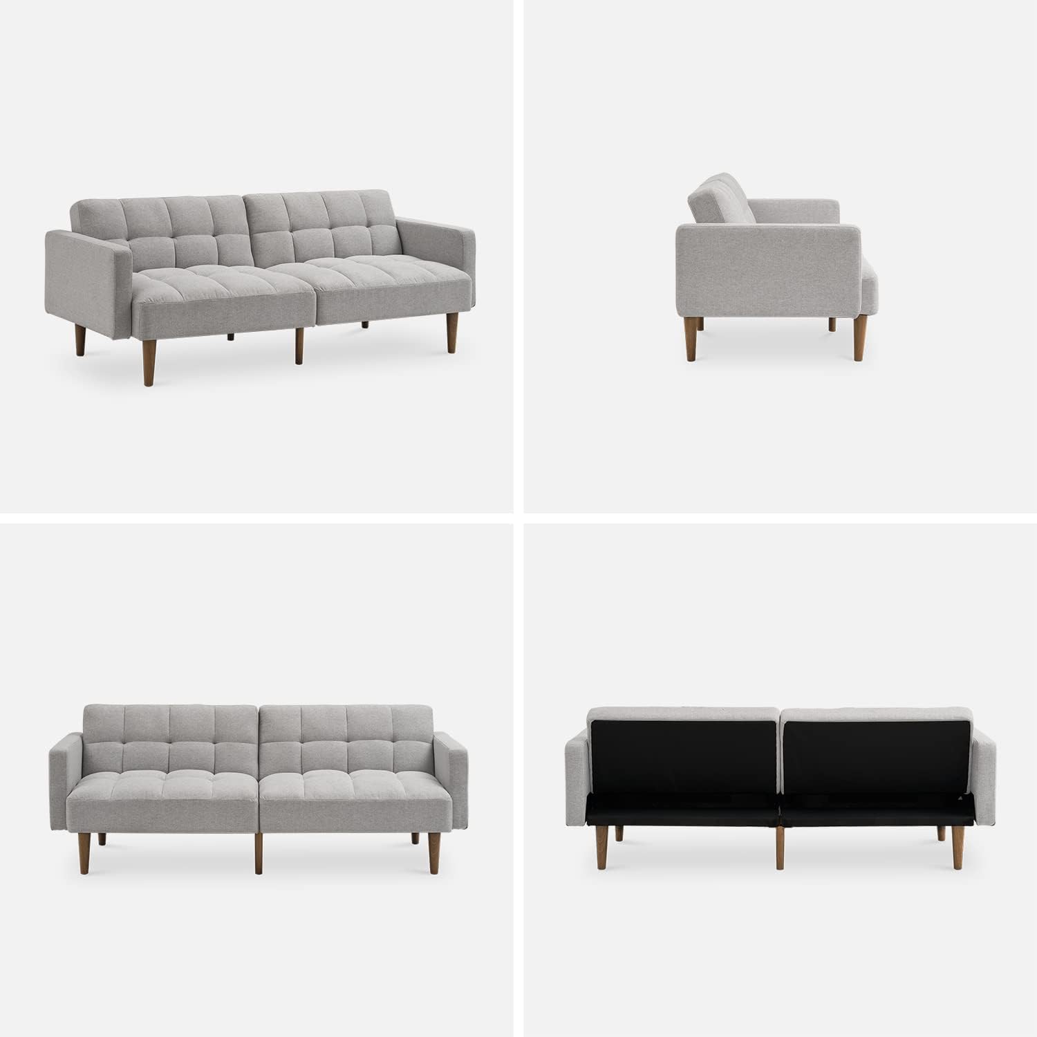 mopio 76.4" Futon Sofa Bed Chevron Styled, Sleeper Couch (Old Rosa Velvet)