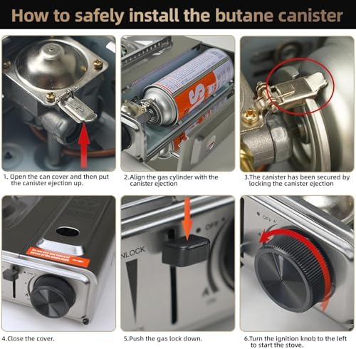GasBRUH Propane or Butane Camping Stove with Windblocker, Dual Fuel 10,000 BTU Stainess Steel Propane Stove for Camping(TANK not included)