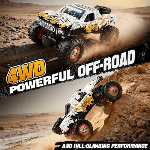 1:10 Amphibious Remote Control Car, 2.4 GHz Waterproof Monster Truck Toys RC Cars, 4WD All Terrain Off-Road Pickup RC Trucks, 2 Batteries 60Mins Play