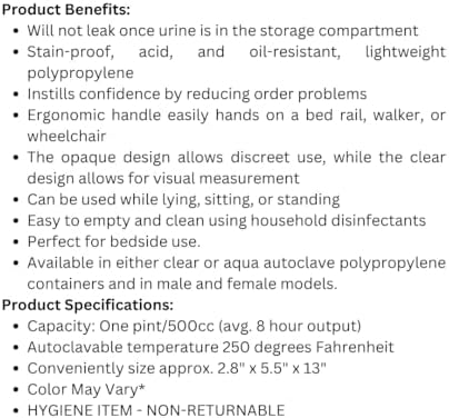 Spill Proof Urinal for Men, Clear Color