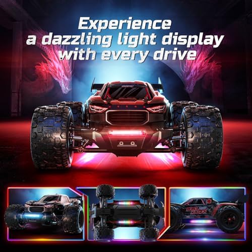DEERC Fast Brushless RC Car for Adults, 1/14 4WD Off-Road Remote Control Car Truck, 46+ MPH Waterproof All Terrain RC Truggy with 2X 3S LiPo Batteries