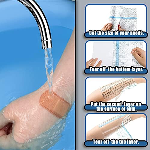 BBTO Transparent Waterproof Adhesive Dressing Bandage Tape, 6 x 197 Inch