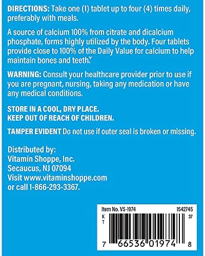 The Vitamin Shoppe Brand Calcium Citrate 300 MG, 300 Tablets | Highly Absorbable Calcium Supplement for Bone Strength