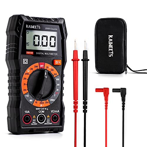 KAIWEETS Digital Multimeter with Case, DC AC Voltmeter, Ohm Volt Amp Test Meter and Continuity Test Diode Voltage Tester for Household Outlet