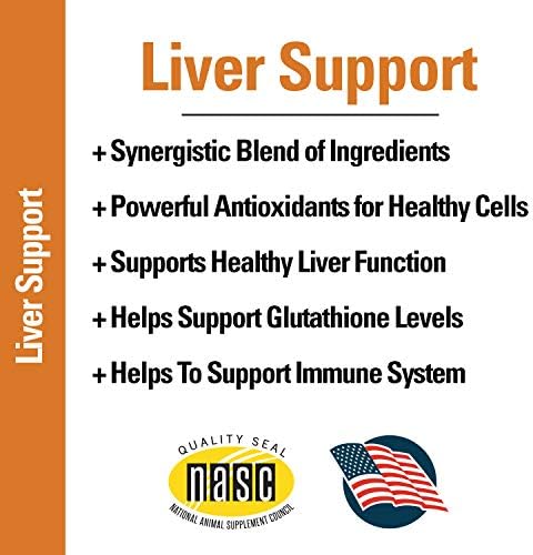 Liver Support Pet Health Supplement for Dogs, Cats – Liver Functions – B-Vitamins, Glutathione, Milk Thistle – Soft Tablets, Chews – 60 Chewable Tablets