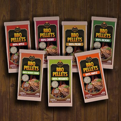 Lumber Jack BBQ Pellet 7 Varieties Pack - 1 Pound Bags - 100 Percent (Apple, Cherry, Pecan, Hickory, Maple-Hickory-Cherry