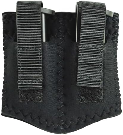 Desantis Neoprene Ankle Double Magazine - Ambidextrous, Black | Fits Most Standard 9MM/40CAL Magazines, Concealed Ankle Magazine Holster