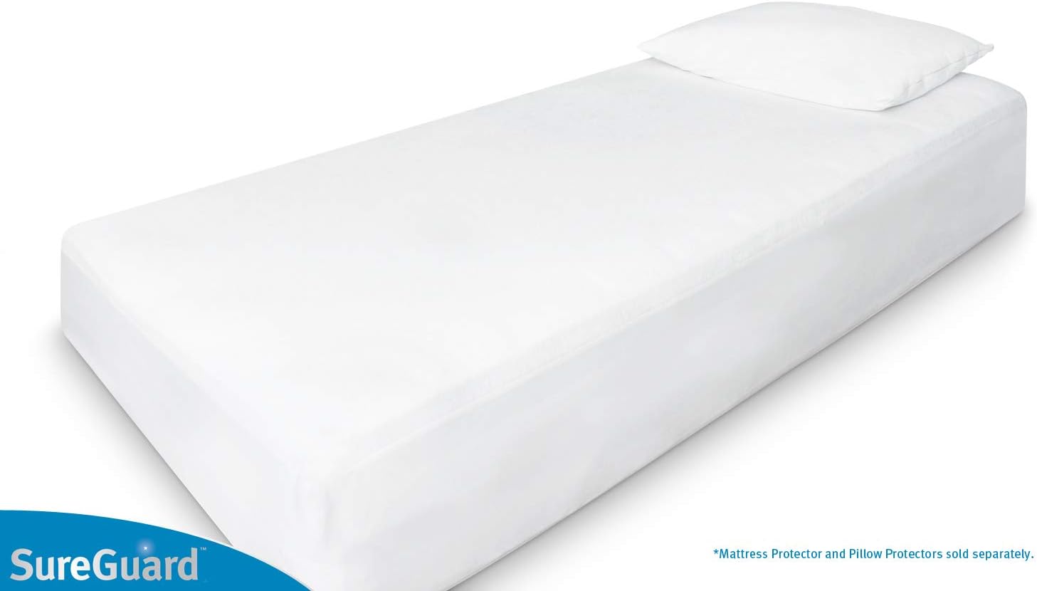 SureGuard Waterproof Mattress Protector, Queen Size Mattress Cover | Soft Noiseless Breathable Hypoallergenic Washable Mattress Pad, Stretchable Pockets fit Bed 6-20" Deep (Cotton Terry)
