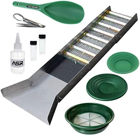 ASR Outdoor 10pc All-in-One Beginner Sluice Box Gold Panning Kit with 1/8 Classifier Screen and Gold Pans