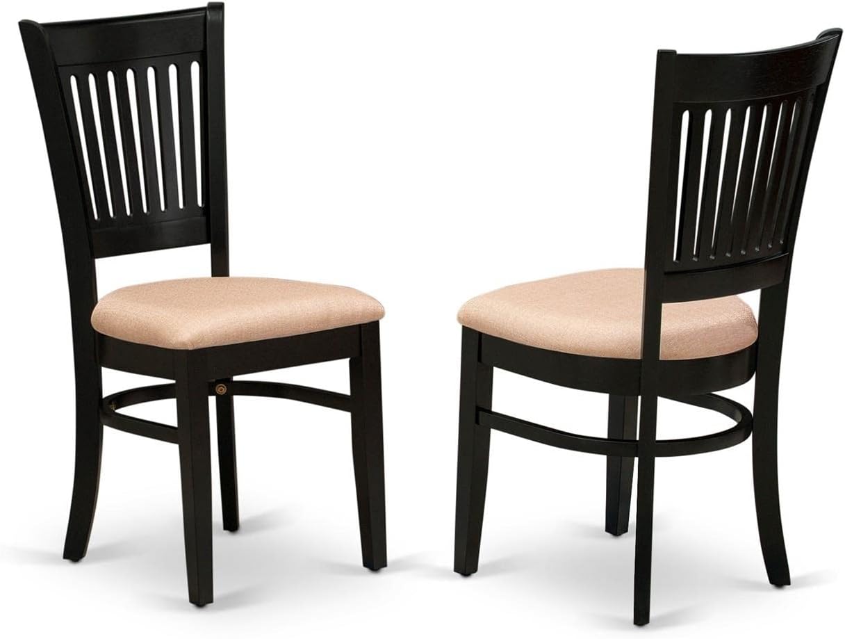 East West Furniture VAC-OAK-C Vancouver Dining Chairs - Linen Fabric Upholstered Wood Chairs, Set of 2, Oak