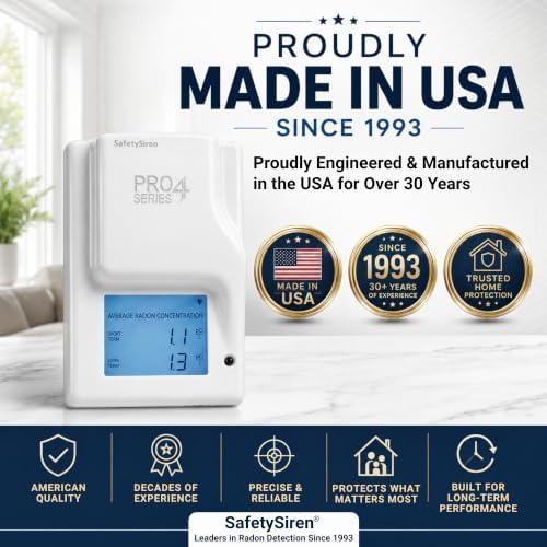 Safety Siren Pro Series 4 Plug-in Radon Detector for Home Basement